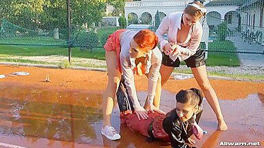 Pissed Off Wetlook Badminton Bunnies - Mischelle, Kety Pearl And Rachel Evans